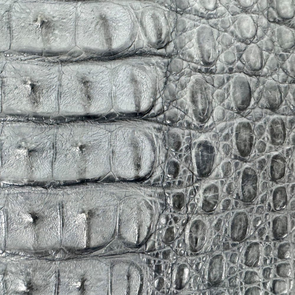 Janelle Ford Gray Croc Skin Envelope Clutch Bag Whipstitch Detail Handcrafted - Picture 4 of 6